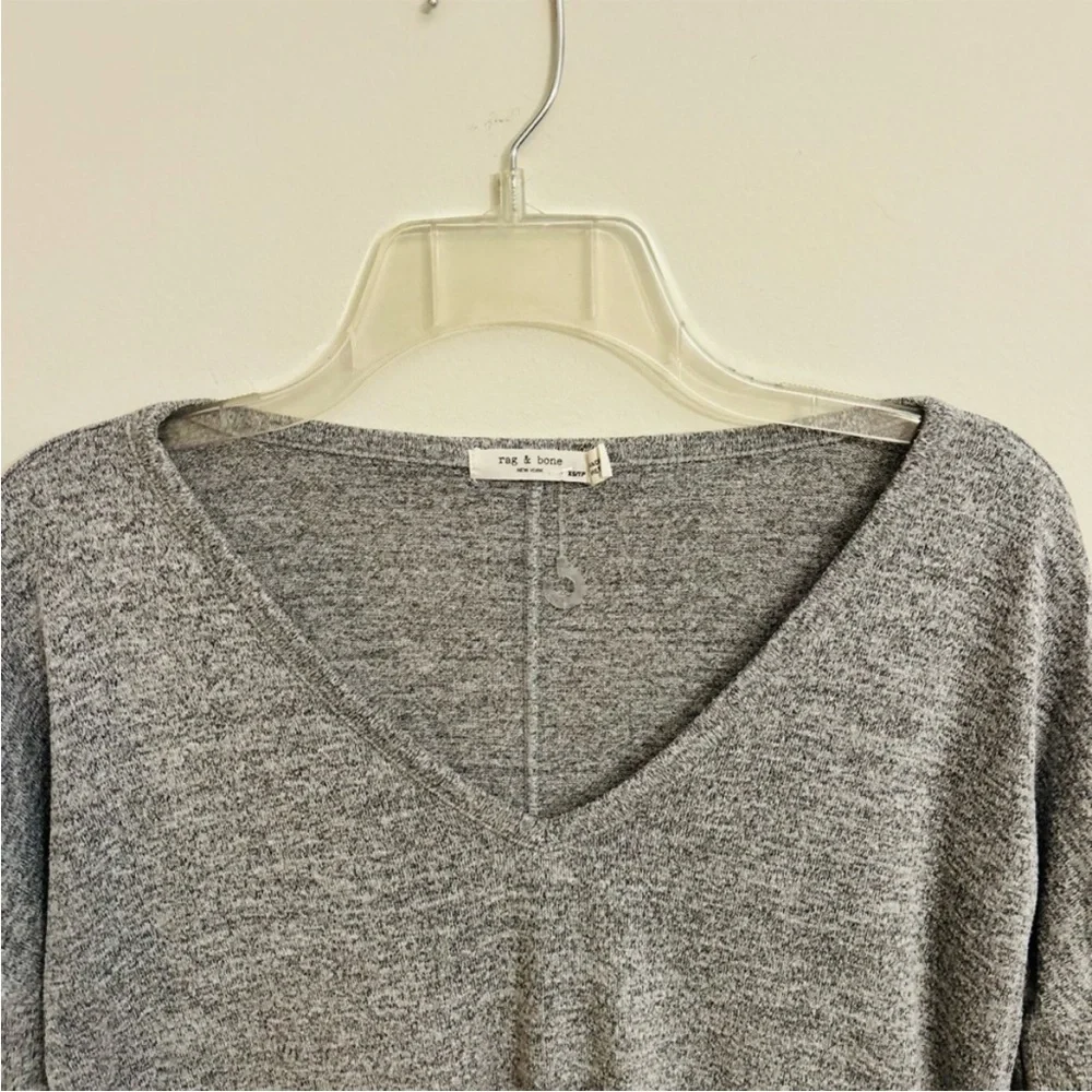 Women’s Rag & Bone Grey Black Marled VNeck Lightweight Casual Sweater Top XS